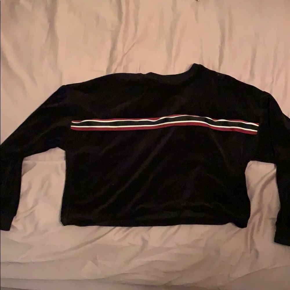 Black velvet crew neck sweater